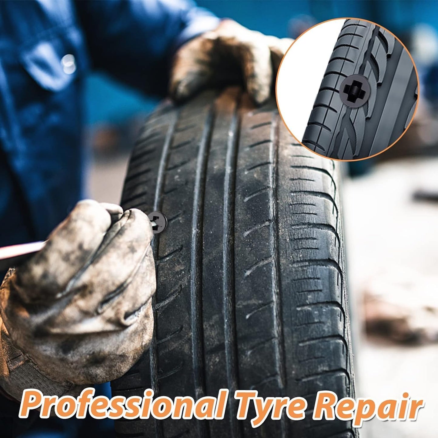 Set of 10 pink Wukusy tire repair rubber nails for car tires, suitable for quick and effective puncture repairs.