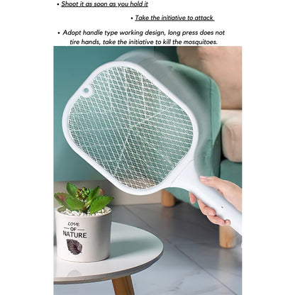 Wukusy 1747 mosquito killer racket with UV light, rechargeable electric fly swatter, USB charging base, for indoor insect control