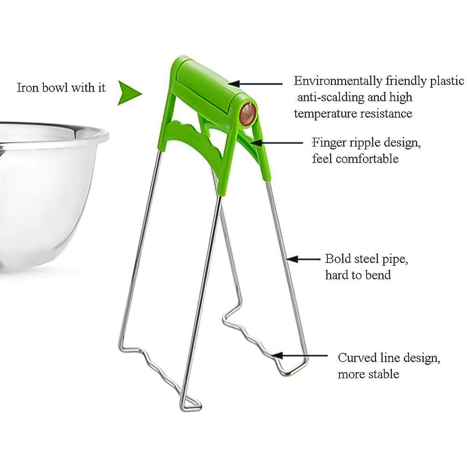 Wukusy stainless steel kitchen hot plate gripper and bowl clip set with four clips, designed to secure hot dishes and bowls safely.