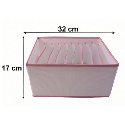 Wukusy 9-section foldable clothes organizer wardrobe drawer storage box for jeans, with multiple compartments for neat clothing storage.