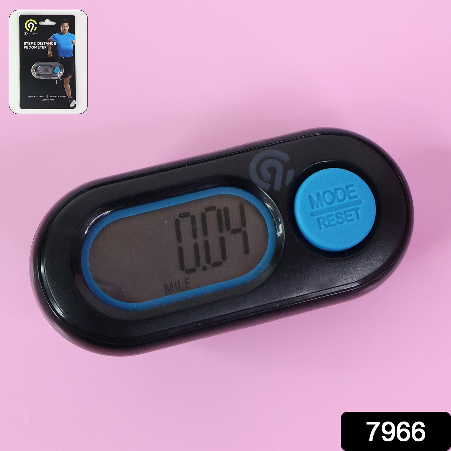 Wukusy digital step distance pedometer with LCD display showing step count and distance measurement.