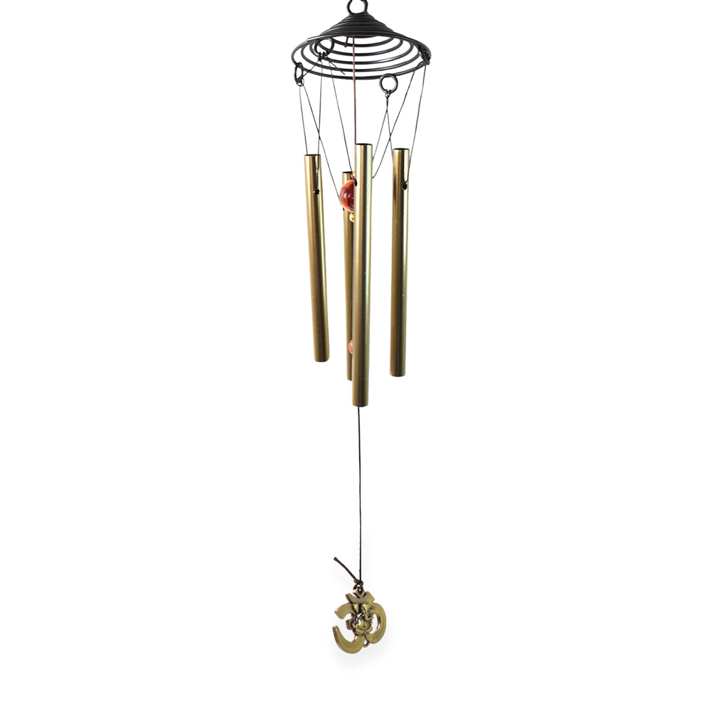 Wukusy outdoor hanging dragonfly wind chime with metal tubes and decorative dragonfly, designed to produce soothing sounds outdoors.