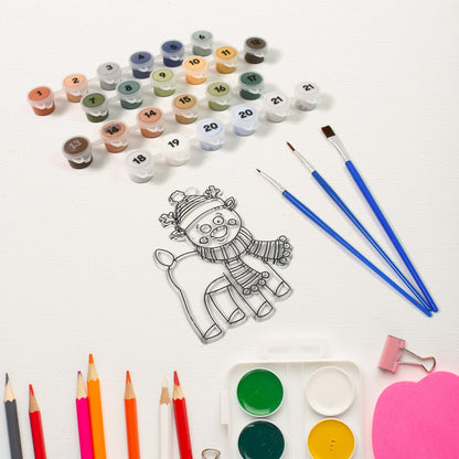 Wukusy Paint By Number Kits, 2 set with 21 numbered color sections and 6 paint brushes, designed for artistic painting projects