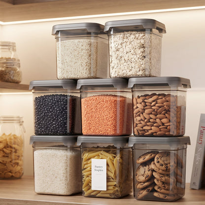 Set of four Wukusy plastic food storage containers with 700ml capacity, airtight pantry jars for organized kitchen storage