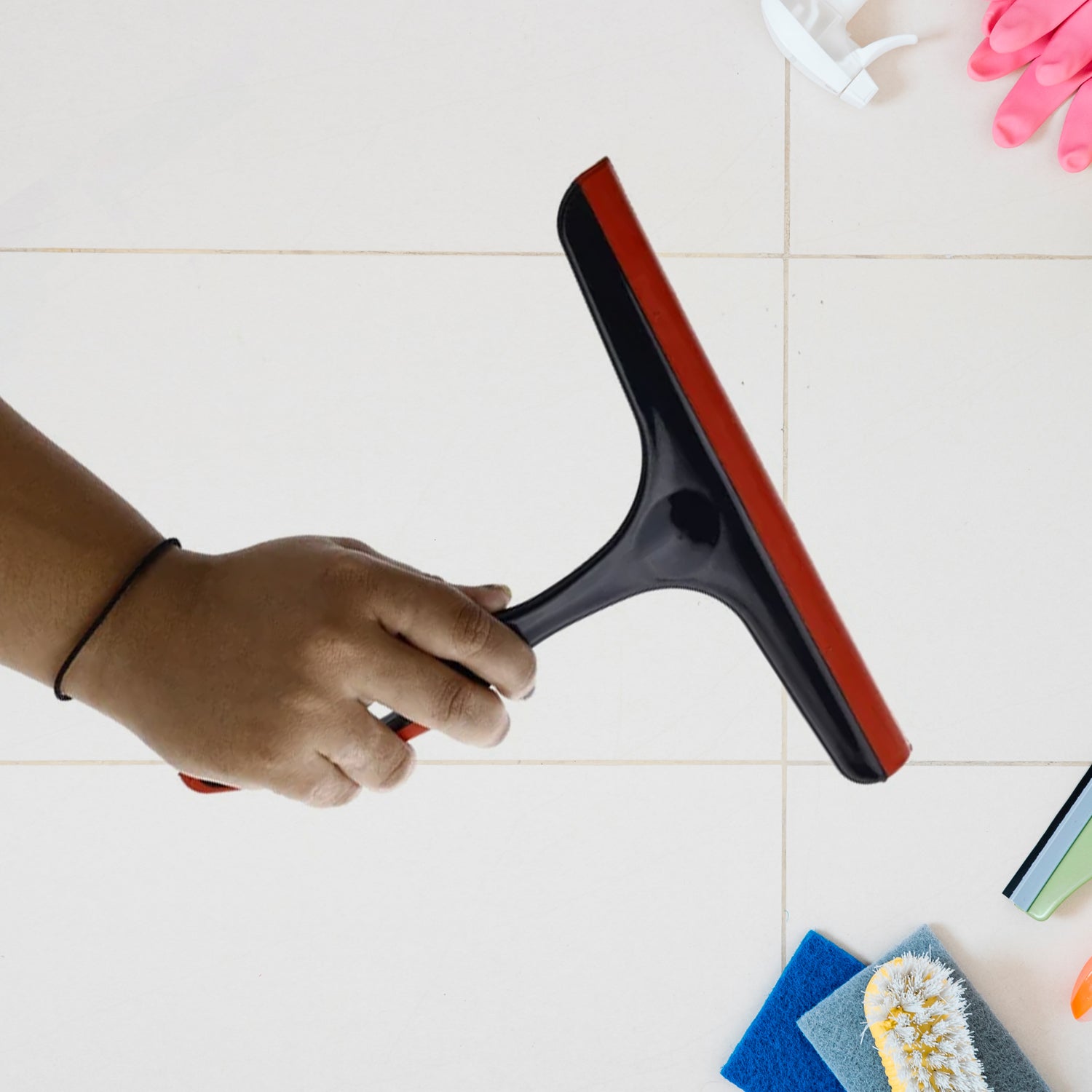 Wukusy plastic kitchen wiper with silicone head, multicolor, ideal for cleaning kitchen surfaces, windows, glass, and car windshields.