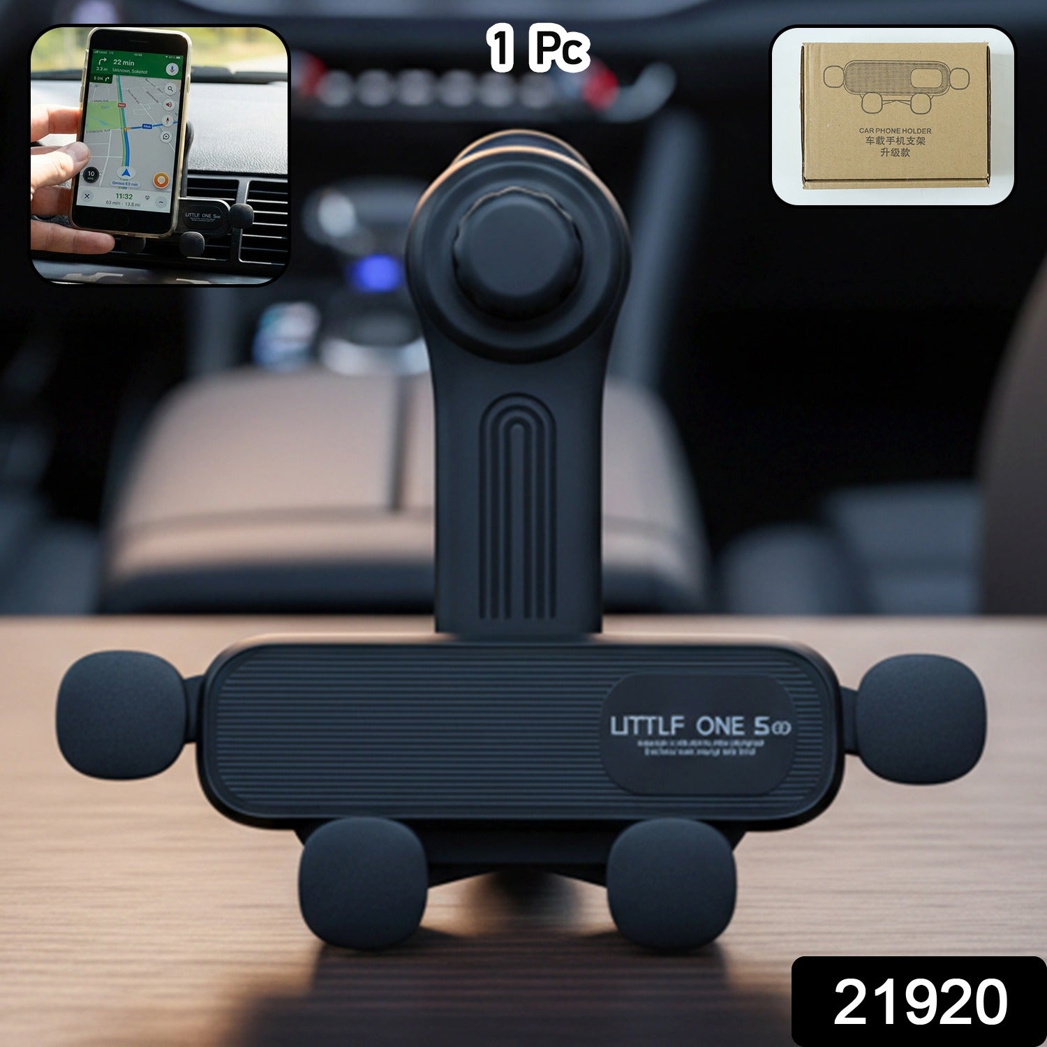 Wukusy universal car air vent mobile phone holder attached to a car vent, holding a smartphone securely in place