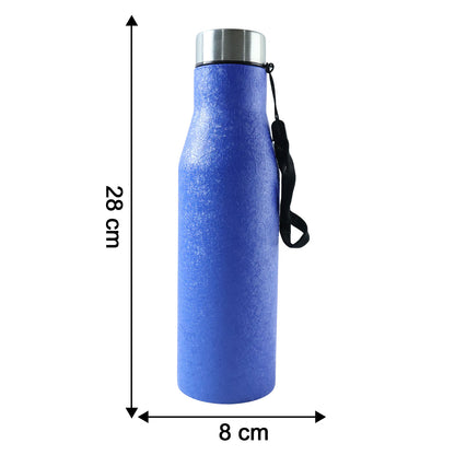 Blue Wukusy stainless steel water bottle with 1000ml capacity, sleek design, and durable construction.