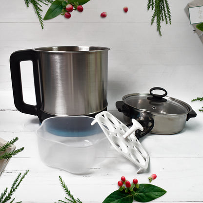 Stainless steel Wukusy soup pot with lid and multi cooker kettle design, 2.5-liter capacity, ideal for stovetop cooking.