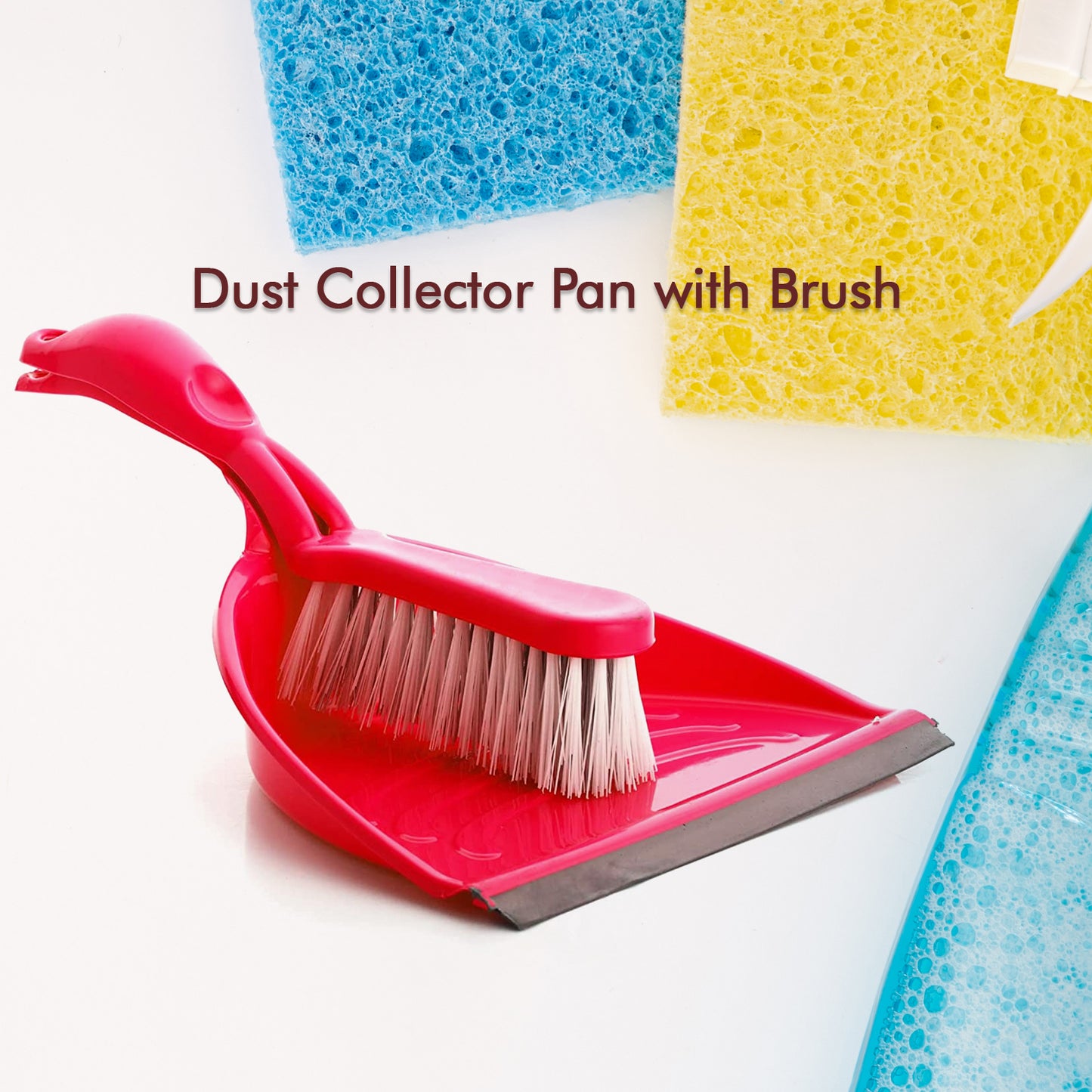 Wukusy Dustpan Set with long handle and brush, multipurpose dust collector for sweeping and cleaning surfaces.