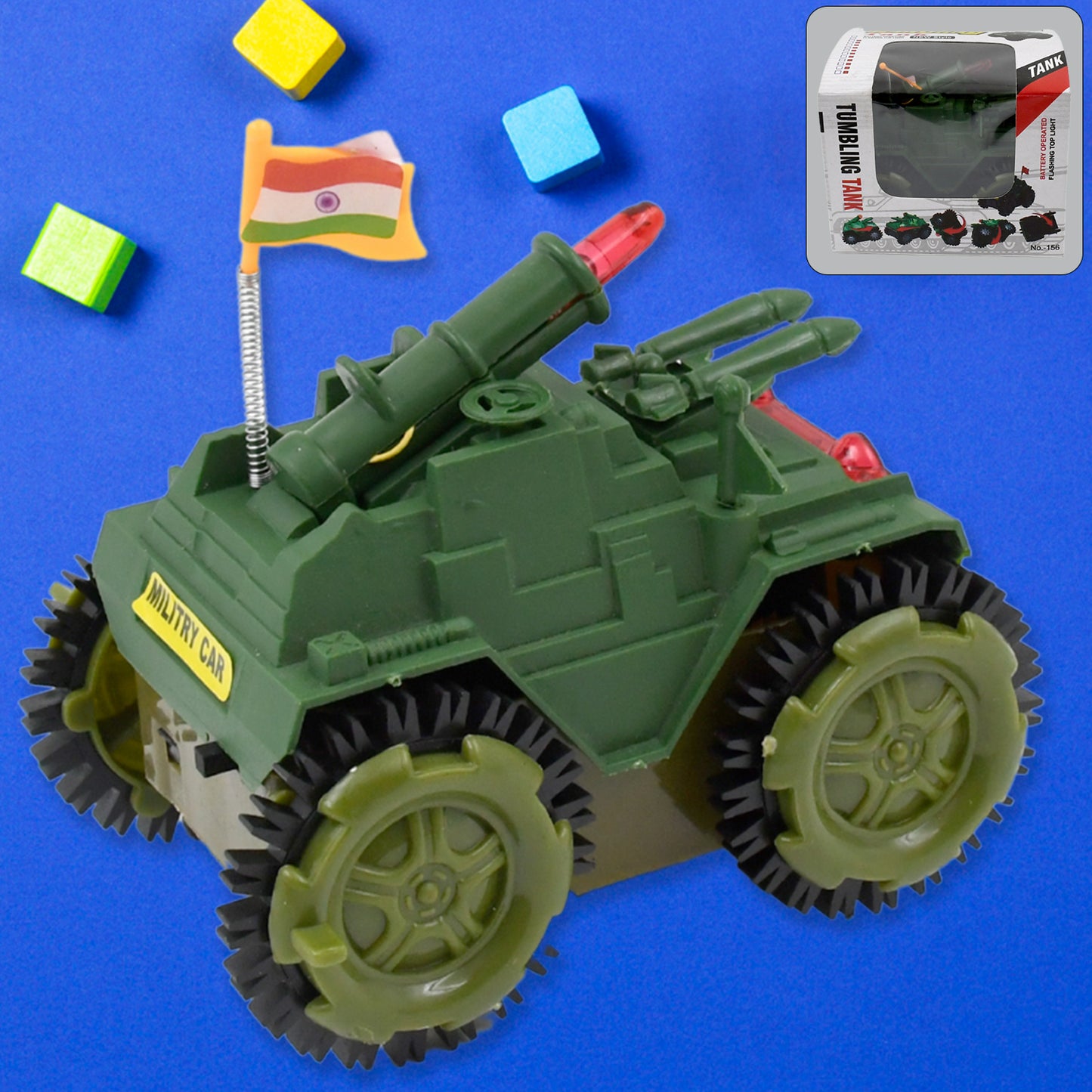 Wukusy Children's Joy Tumbling Tank Toy Car with colorful design, rolling wheels, and playful appearance for kids' entertainment