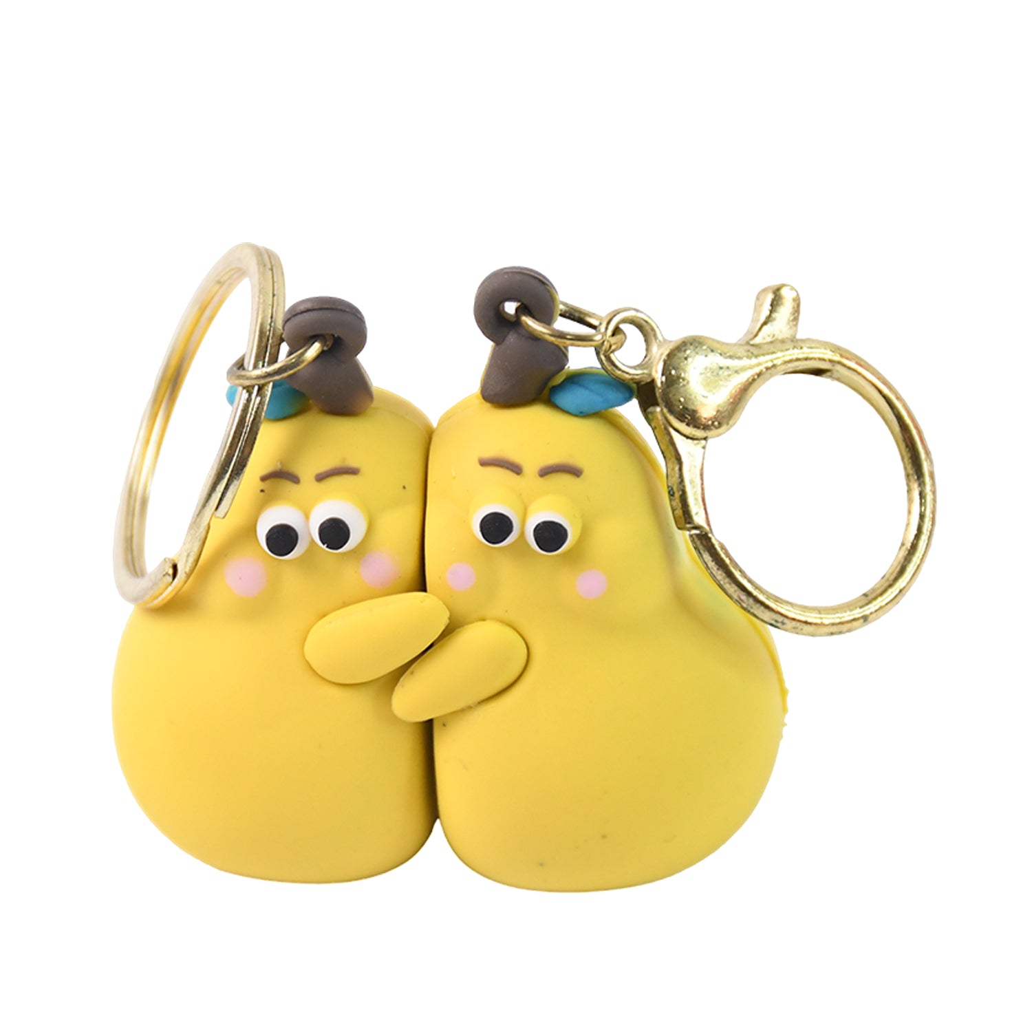 Wukusy 2-in-1 cute cartoon couple keychain featuring playful toy characters with bright colors and detailed design.