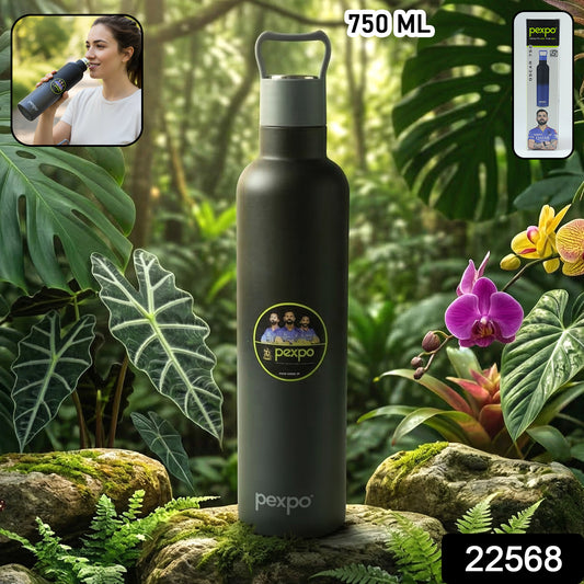 Wukusy Pexpo Oscar insulated stainless steel water bottle with leakproof lid, 750ml, showing sleek design and secure cap.