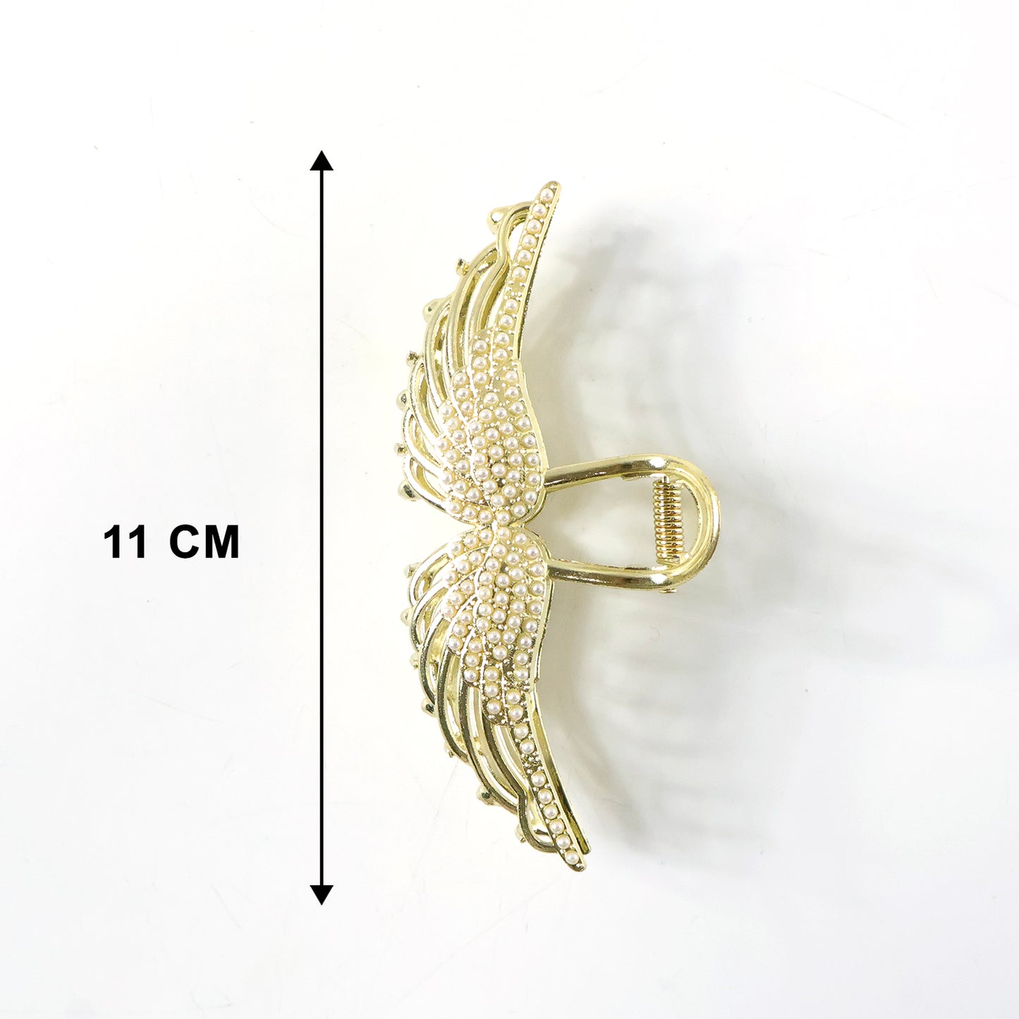 Wukusy premium pearl studded elegant hair claw clip for women, showcasing a sleek design with pearl accents and sturdy clasp.
