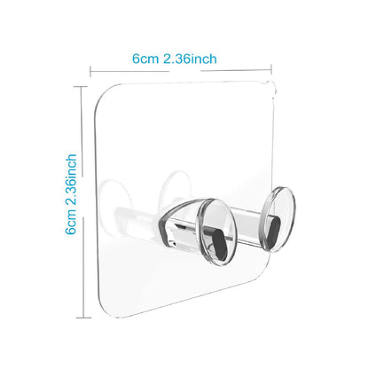 Wukusy 4861 transparent multi-function wall storage hooks mounted on a wall for home organization.