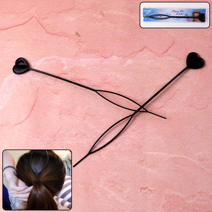 Set of two heart-shaped hairpins by Wukusy, decorative hair accessories for health and beauty styling.