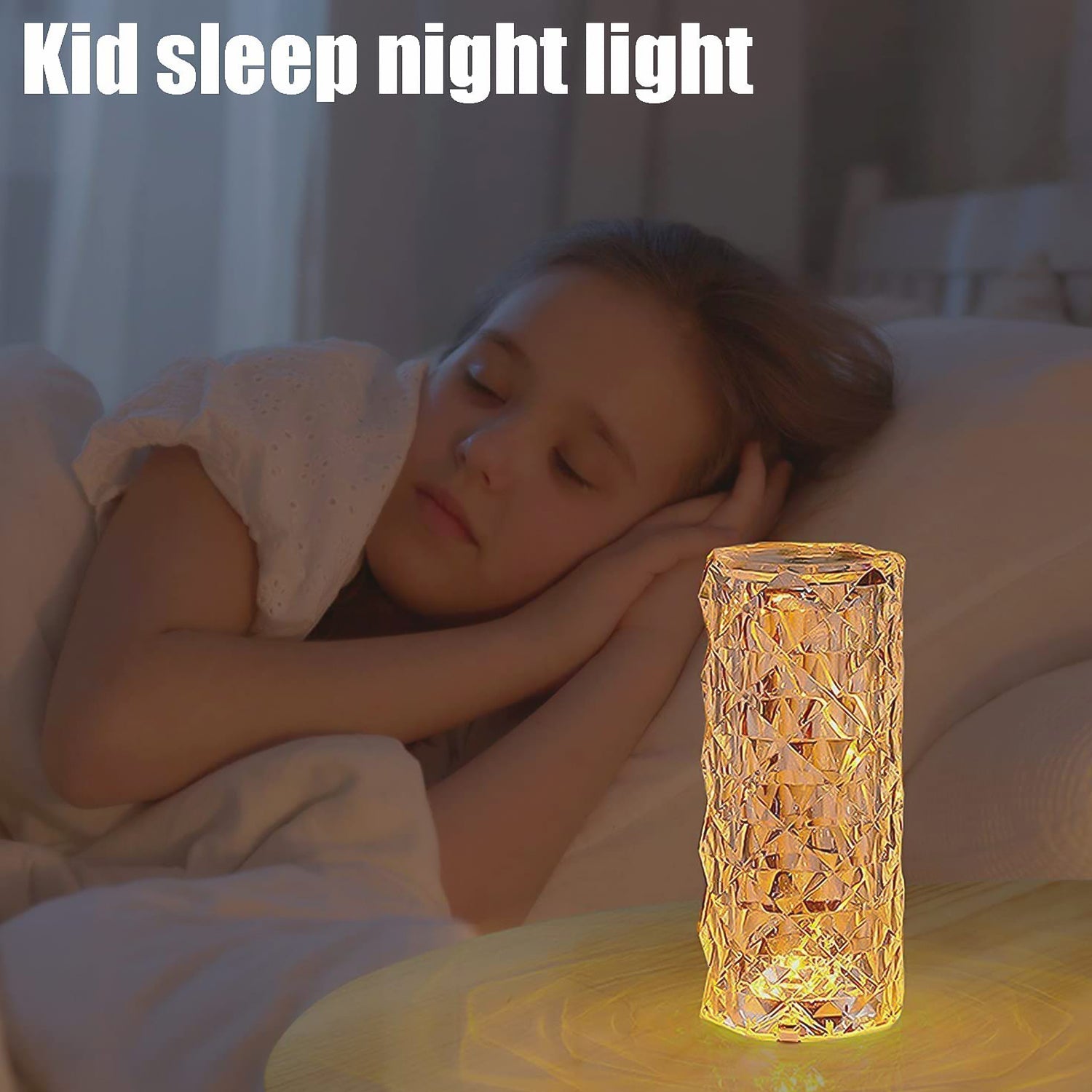 Wukusy 6240 Diamond Table Lamp with crystal candle lights, ideal for home decor and elegant candle lighting.