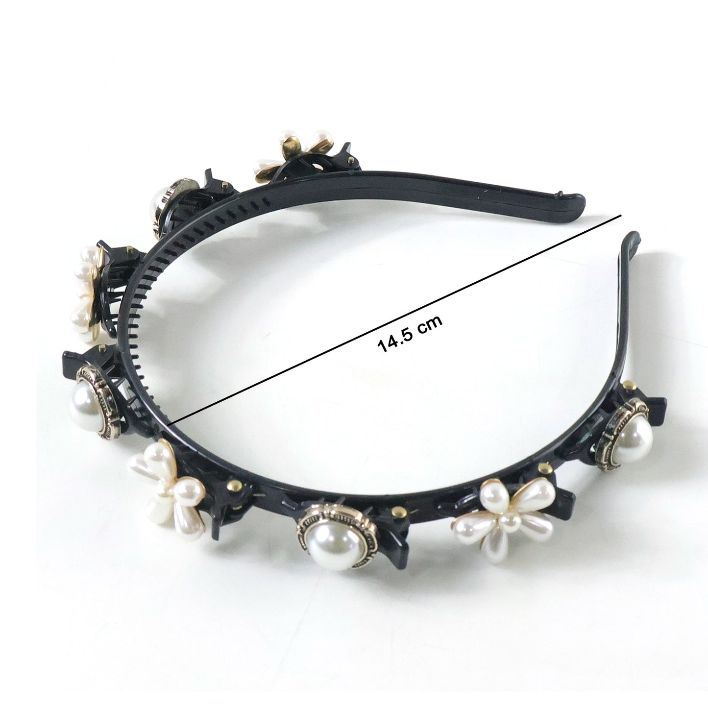 Luxury pearl floral hair band for women and girls by Wukusy, featuring elegant pearl and flower design for special occasions
