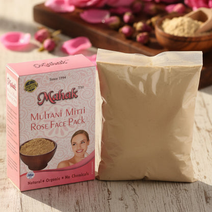 Wukusy Herbal Multani Mitti Rose Face Pack in 80g jar, showing the pink rose-based clay face mask with herbal ingredients.