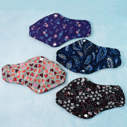 Set of four reusable cloth sanitary pads for women by Wukusy, demonstrating eco-friendly health care menstrual products.