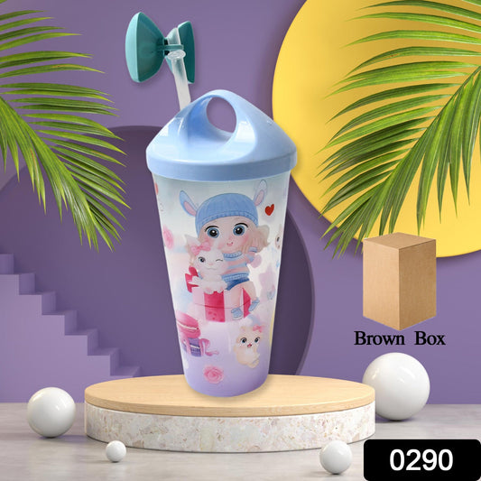 Wukusy unicorn water tumbler mug with LED light, straw, glitter design, toy, and lid for kids, suitable for school, gym, or picnics