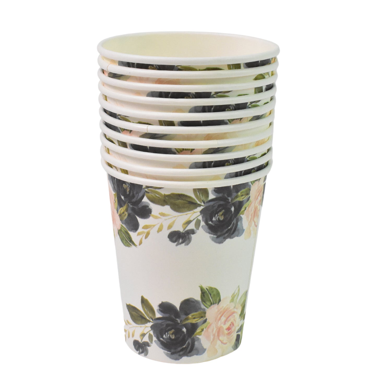 Set of 10 disposable paper coffee and tea cups in mixed colors and designs, ideal for home and kitchen use by Wukusy.