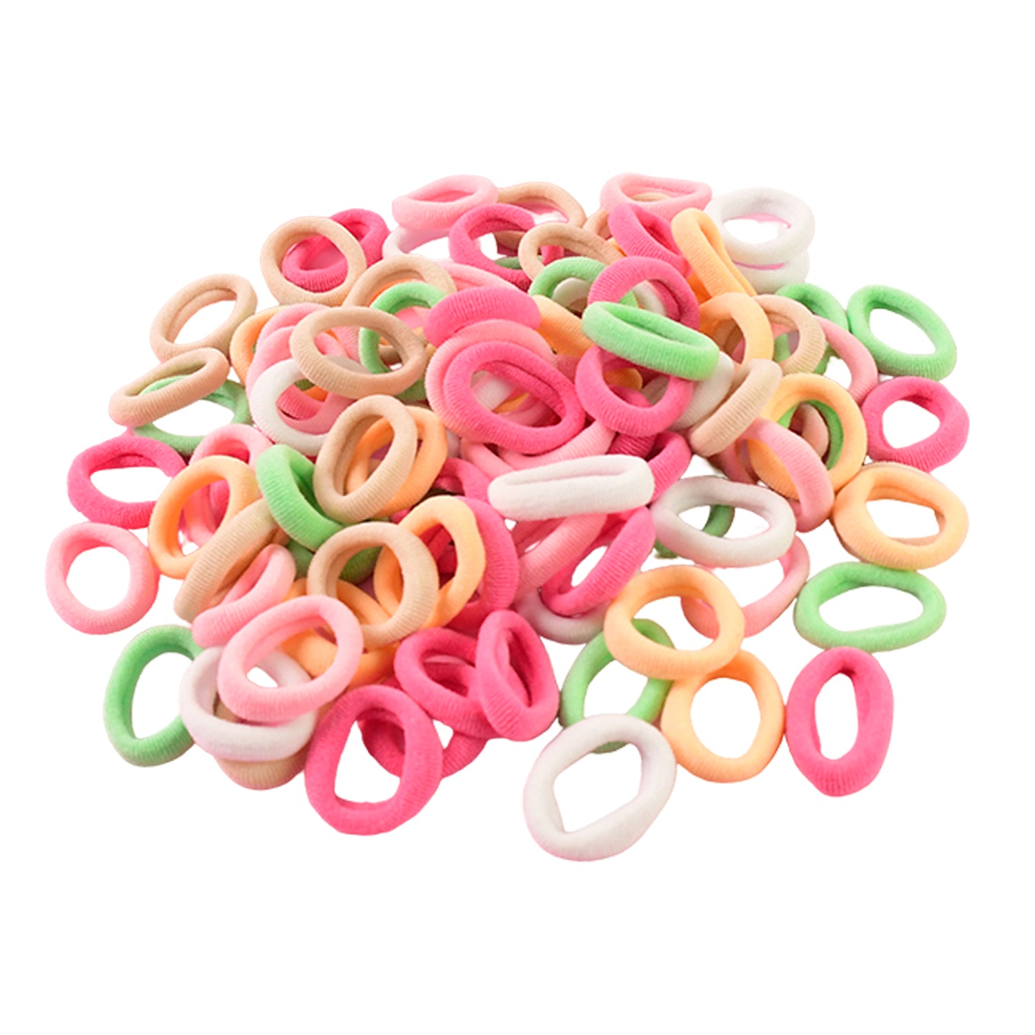 Colorful soft elastic hair bands set for kids and girls, including 10 vibrant hair ties by Wukusy, shown in a close-up image.