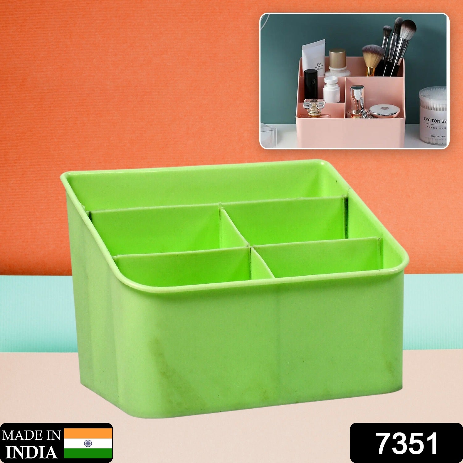 Wukusy 7351 plastic storage box with multiple compartments for living room and bathroom organization space saver