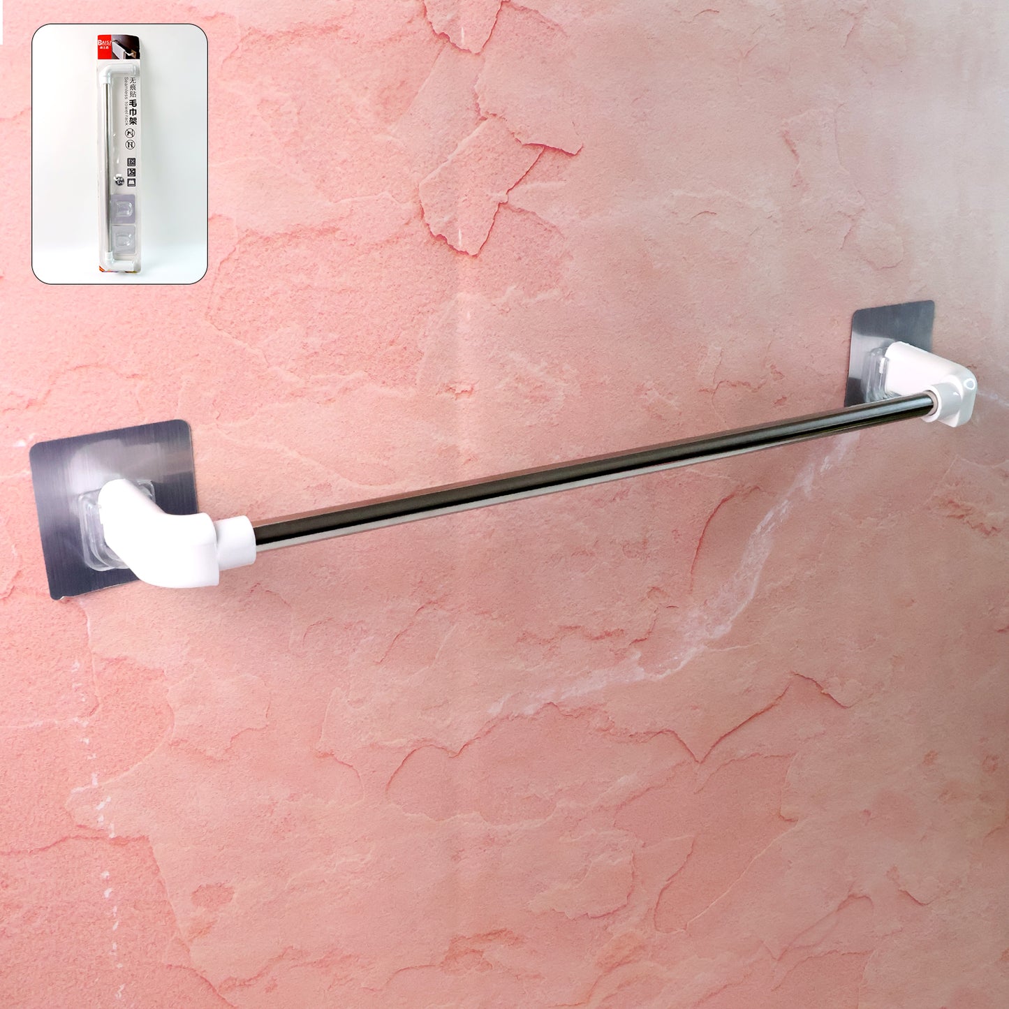 Self-adhesive Wukusy towel rod, 1 piece, suitable for home improvement, with a sleek, modern design for bathroom or kitchen use.