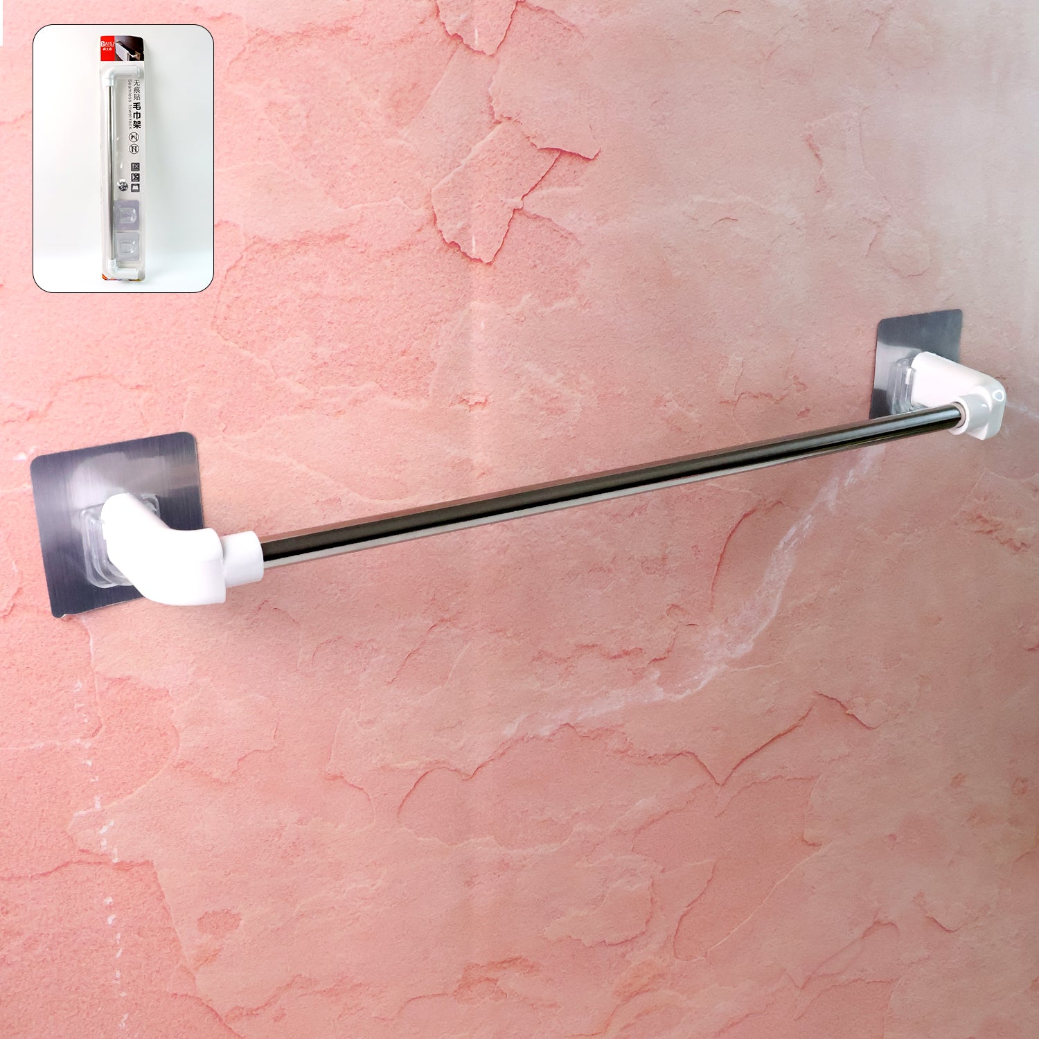 Self-adhesive Wukusy towel rod, 1 piece, suitable for home improvement, with a sleek, modern design for bathroom or kitchen use.