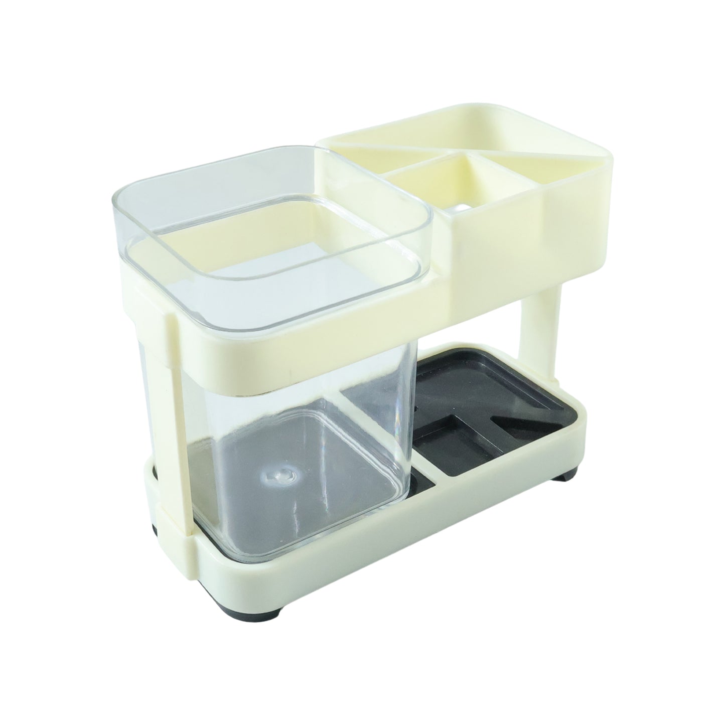 Wukusy multipurpose toothbrush and toothpaste stand holder set, with space for toothbrushes and toothpaste tubes, made of durable material.
