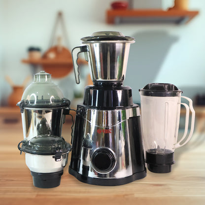 Wukusy Orbit Heavy Duty 1 Hp mixer grinder with four multipurpose jars, suitable for home and kitchen use.