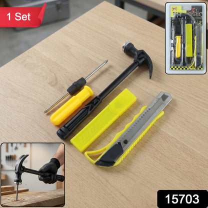 Wukusy mini hardware tool kit with hammer, screwdriver, and cutter set, featuring compact tools for quick repairs and DIY projects.