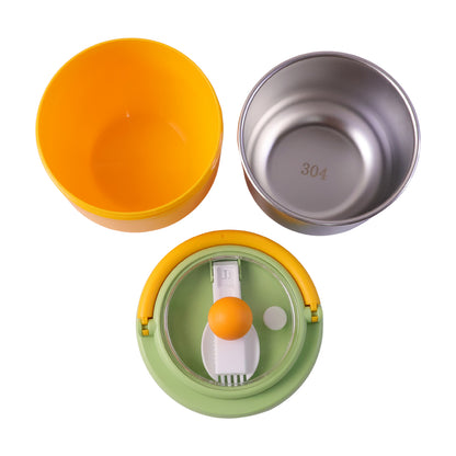 Wukusy luxury stainless steel lunch box with leak-proof design and spoon, 600ml capacity, featuring a sleek, modern look.