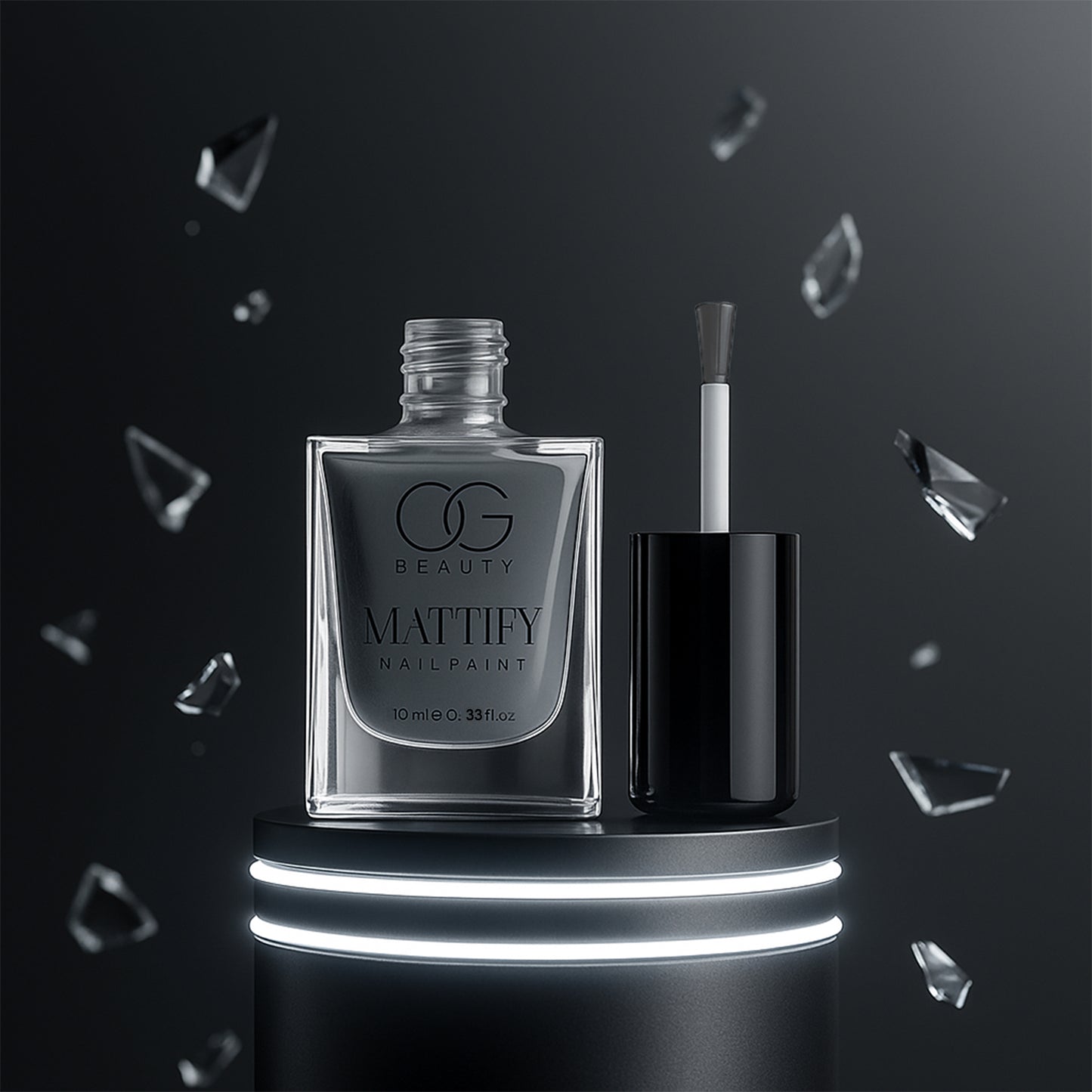Wukusy Og Beauty Calm Grey matte nail paint bottle, 10 ml, with a grey finish and sleek design.