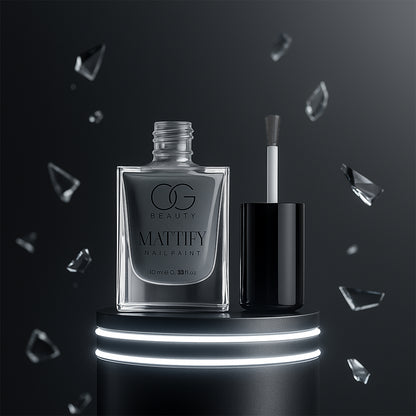 Wukusy Og Beauty Calm Grey matte nail paint bottle, 10 ml, with a grey finish and sleek design.
