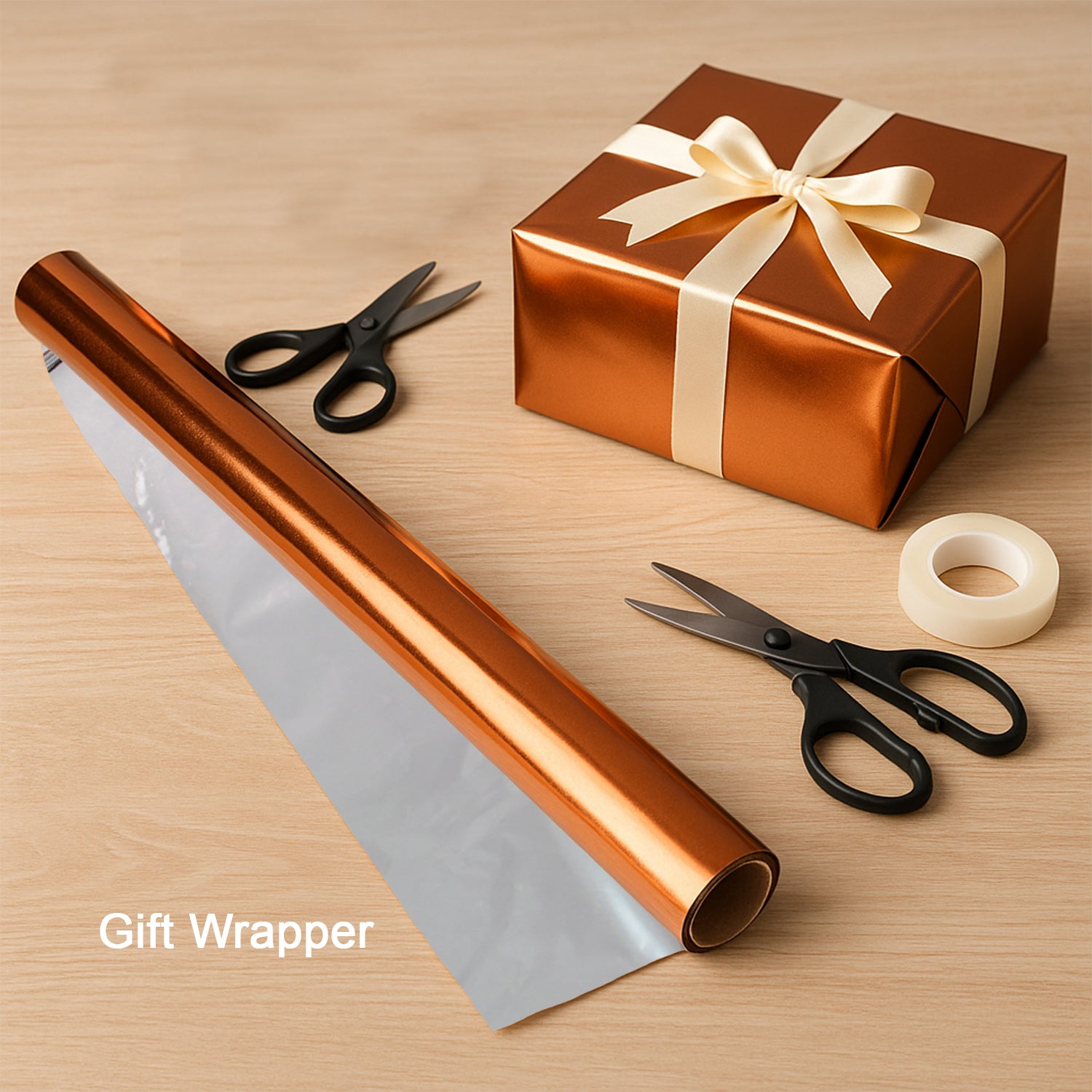 Assorted metallic gift wrapping paper sheets in mixed colors, 45 sheets measuring 70x50 cm, by Wukusy.