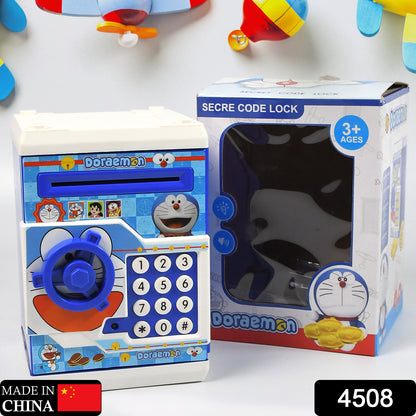 Wukusy 4508 Money Safe ATM piggy bank for kids with electronic lock, cartoon pig design, and password security for savings.