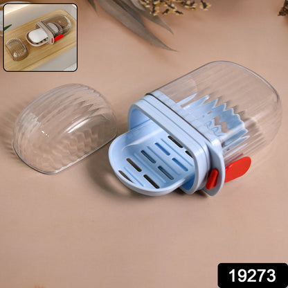 Wukusy multifunctional soap box with drain tray and lock clip for home and kitchen use, shown with soap and accessories.