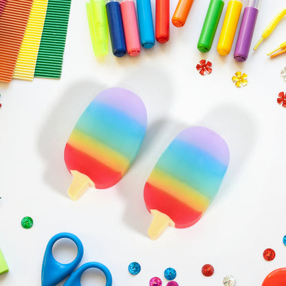 Wukusy Jelly Popsicle Shape Fancy Erasers set featuring two colorful, cute, and creative mini erasers for children and school use