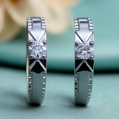 Adjustable silver-plated sterling twin flame couple rings with American diamonds, showcasing intricate design and free size fit.