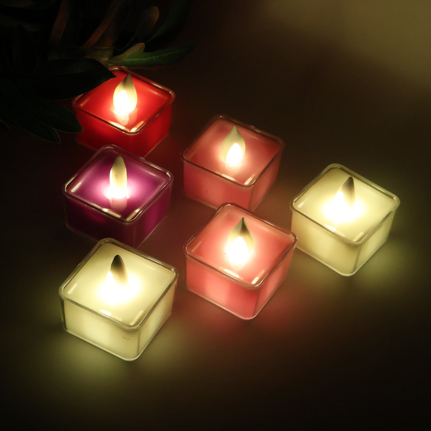 Set of six Wukusy LED flameless tealight candles for home decor, with warm flickering light and realistic appearance.
