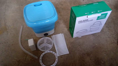 Wukusy portable mini washing machine and dryer combo for travel, camping, and small laundry loads like underwear, socks, and baby clothes.