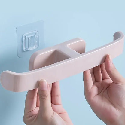 Wukusy bathroom towel slipper hanging rack, wall-mounted self-adhesive design for organizing towels and slippers.