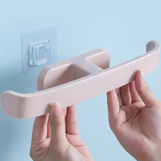 Wukusy bathroom towel slipper hanging rack, wall-mounted self-adhesive design for organizing towels and slippers.