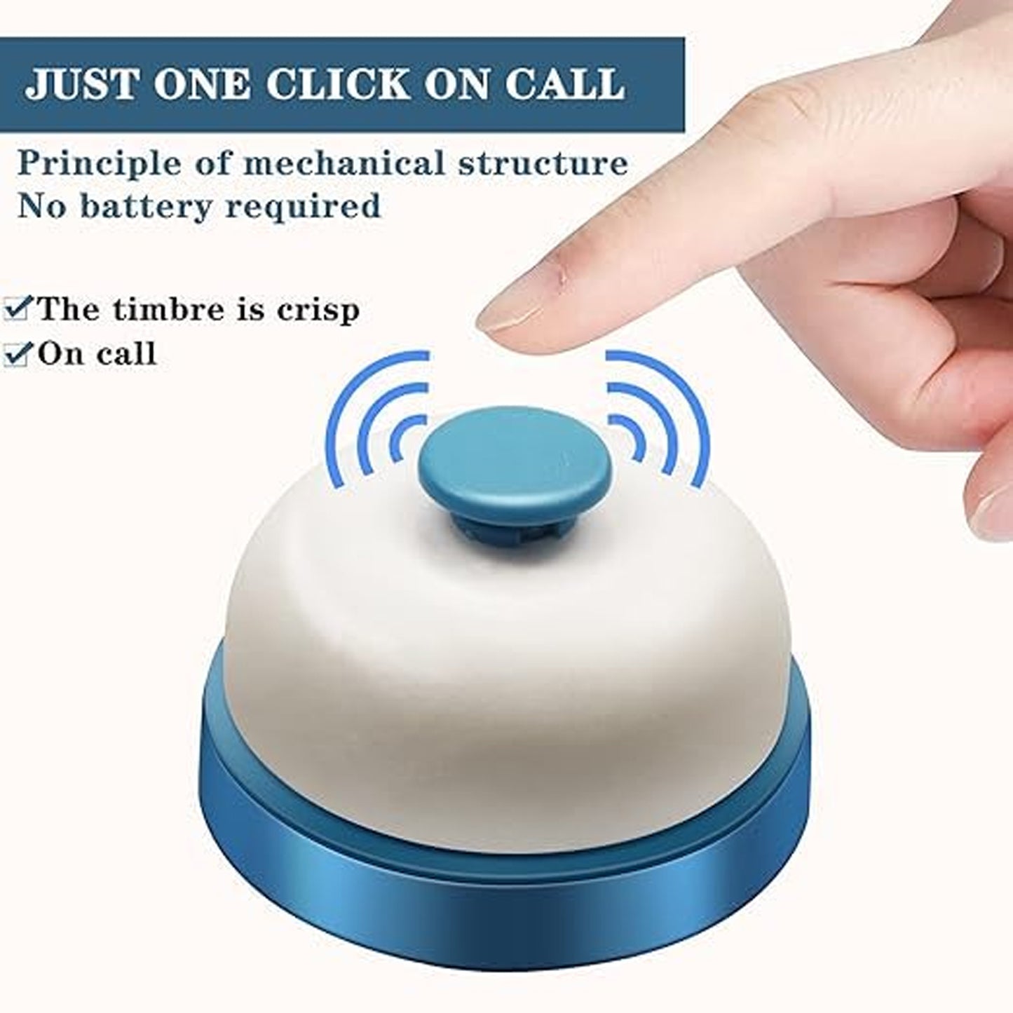 Wukusy desk ring bell with a shiny metallic finish and a loud, clear sound, designed for office or reception use.