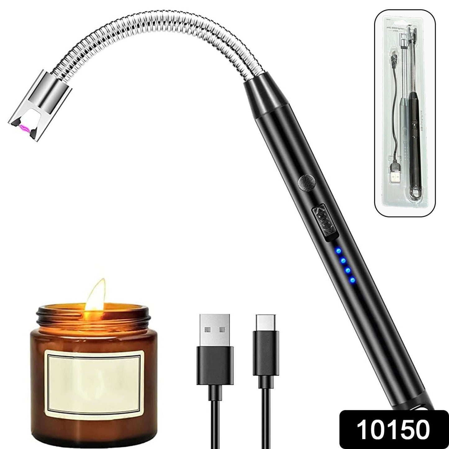 Wukusy electric plasma lighter with long flexible neck, USB rechargeable, windproof flameless design, suitable for home improvement tasks.