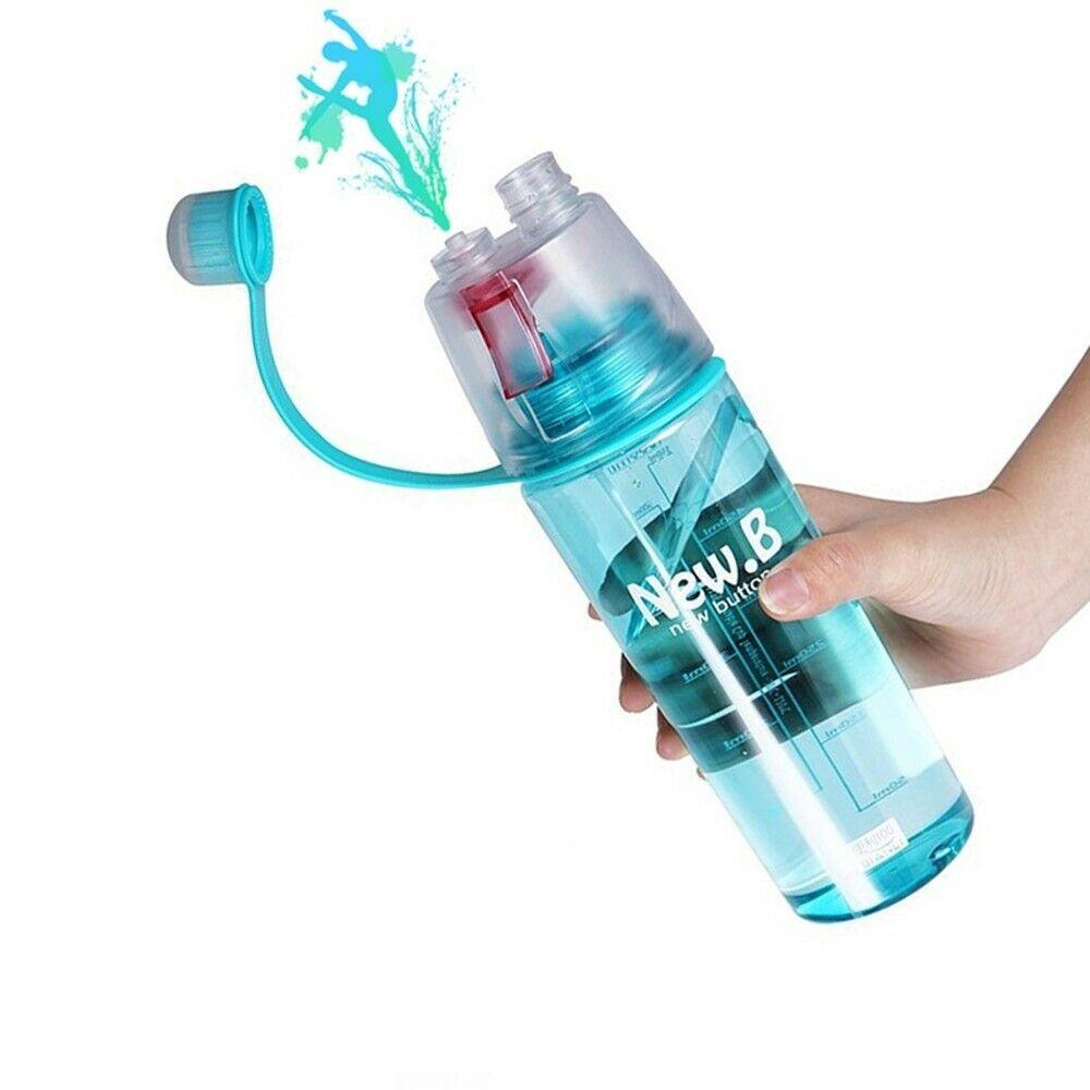 Wukusy 540 New B portable water bottle with spray nozzle, clear plastic body and black lid, designed for on-the-go hydration.