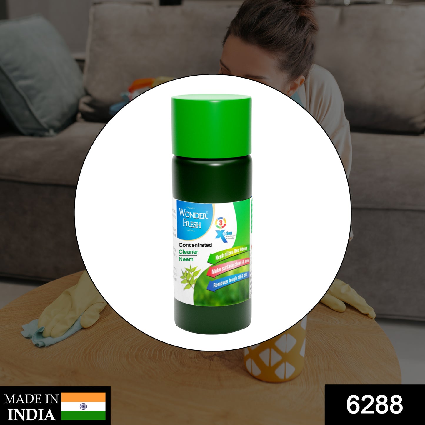Wukusy 6288 Mop Floor Surface Cleaner Liquid with disinfectant and insect repellent for home cleaning and surface disinfecting.