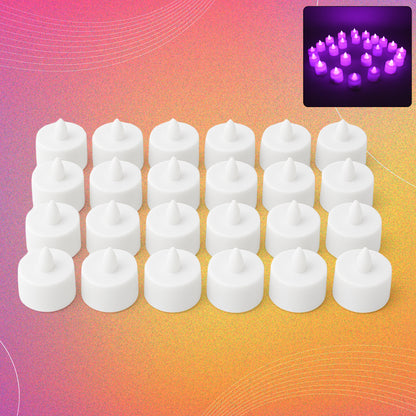 Set of 24 Wukusy flameless LED tealights with smokeless plastic design, ideal for home decor and safe candlelight ambiance.