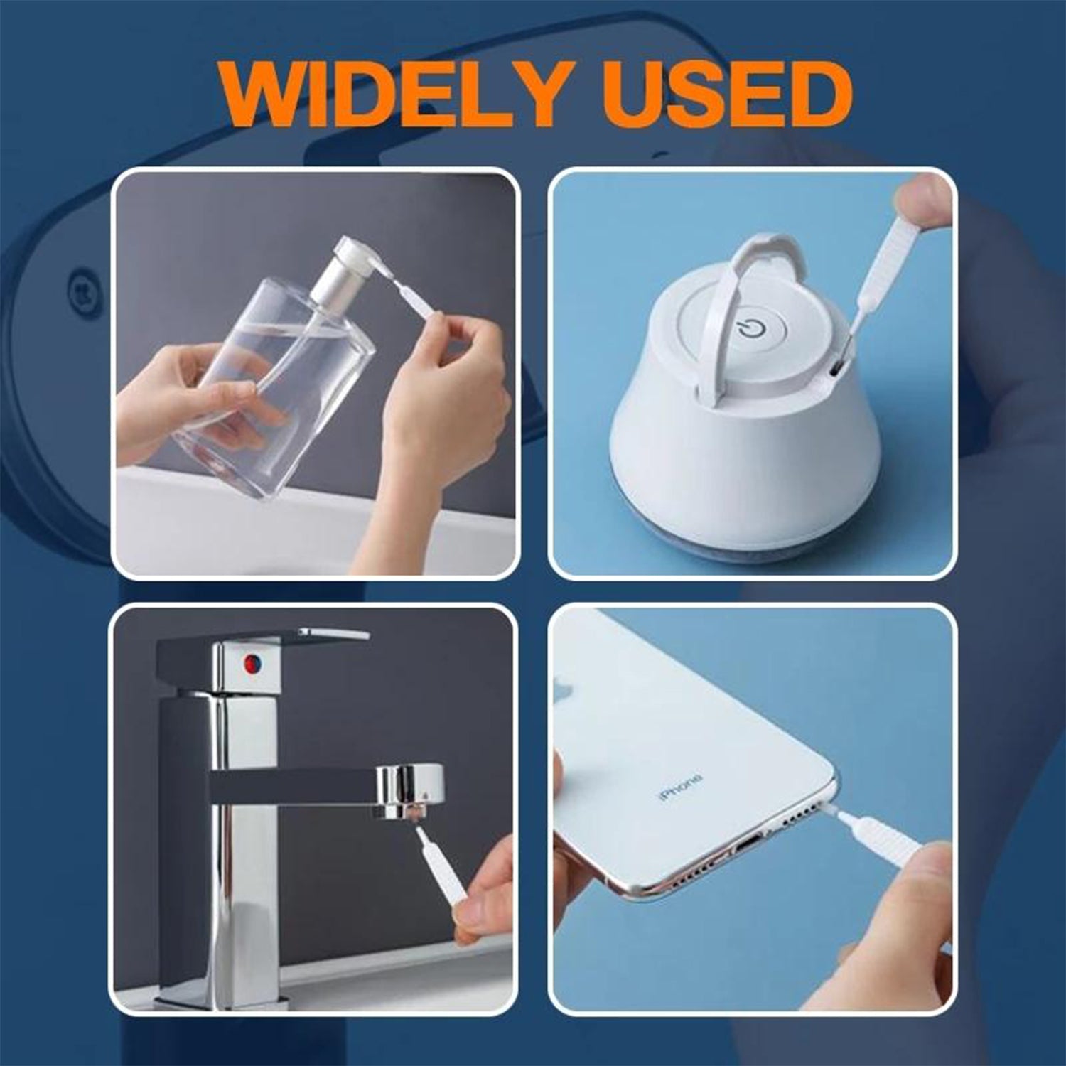 Wukusy 10-piece shower nozzle cleaning brush set with small, reusable, multifunctional brushes for shower head anti-clogging cleaning.